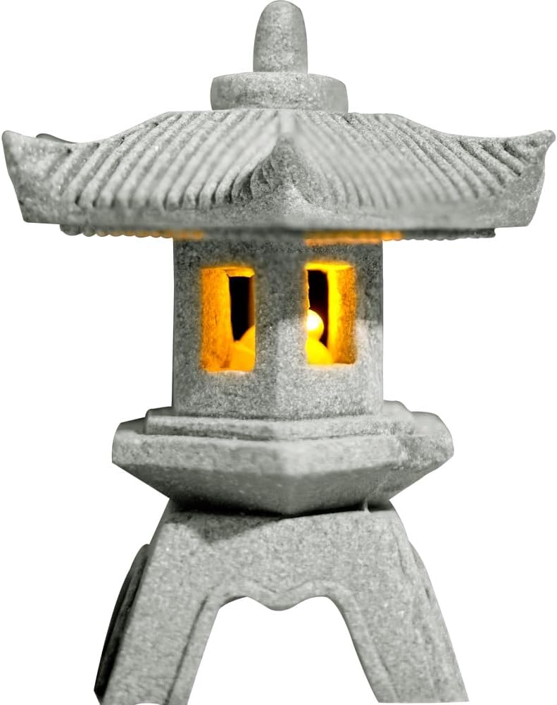 Daisylily Japanese Pagoda LED Lamp Statue Figurine, LED Lantern Pagoda Statue Figurines for Home Table Decor - Style C - Image 2